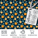 Cute Orange Slice and Leaf Pattern on Dark Background Seamless Pattern Digital Print Fabric by the Metre UK Textile
