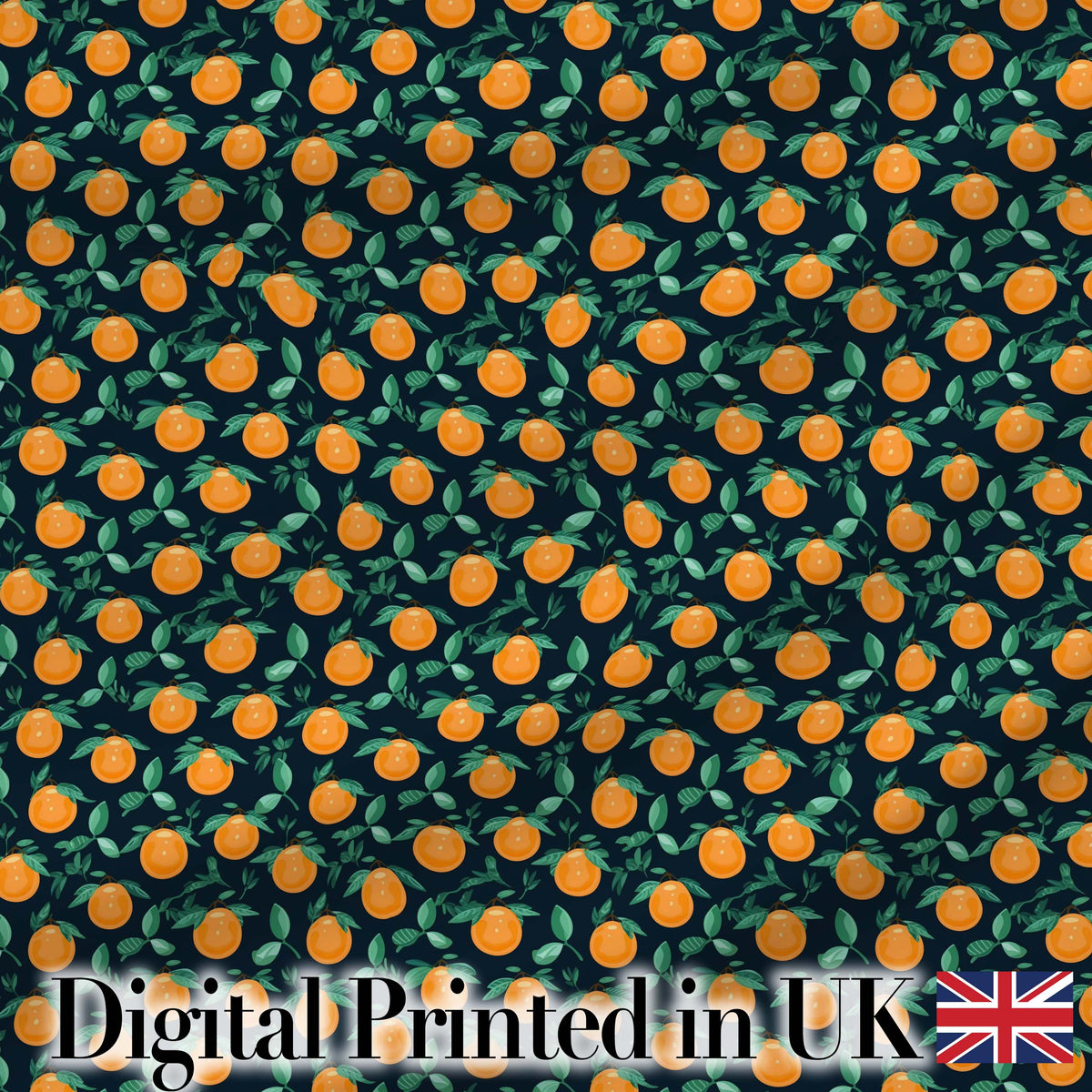 Small Orange Fruit Toss Pattern on Dark Background Seamless Pattern Digital Print Fabric by the Metre UK Sewing Quilting Textile