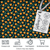 Small Orange Fruit Toss Pattern on Dark Background Seamless Pattern Digital Print Fabric by the Metre UK Sewing Quilting Textile