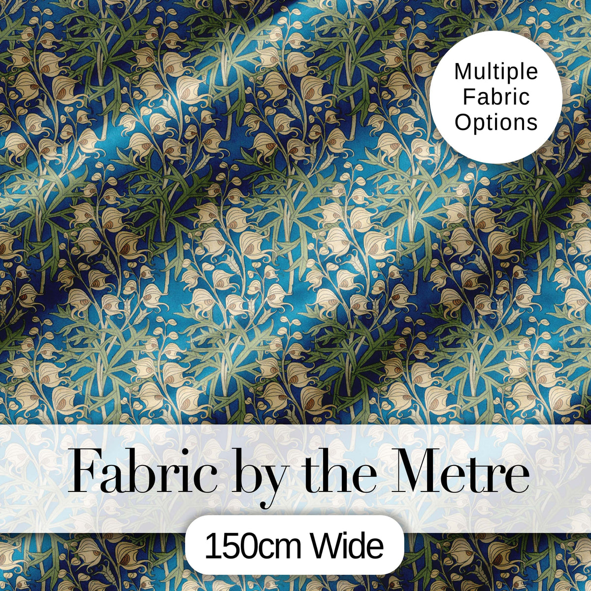 Vintage Style Floral Botanical Pattern on Blue Background Seamless Pattern Digital Print Fabric by the Metre UK Sewing Quilting Textile