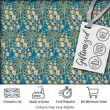 Vintage Style Floral Botanical Pattern on Blue Background Seamless Pattern Digital Print Fabric by the Metre UK Sewing Quilting Textile