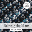 Moonlit Forest Trees and Abstract Circles on Dark Blue Seamless Pattern Digital Print Fabric by the Metre UK Sewing Quilting Textile