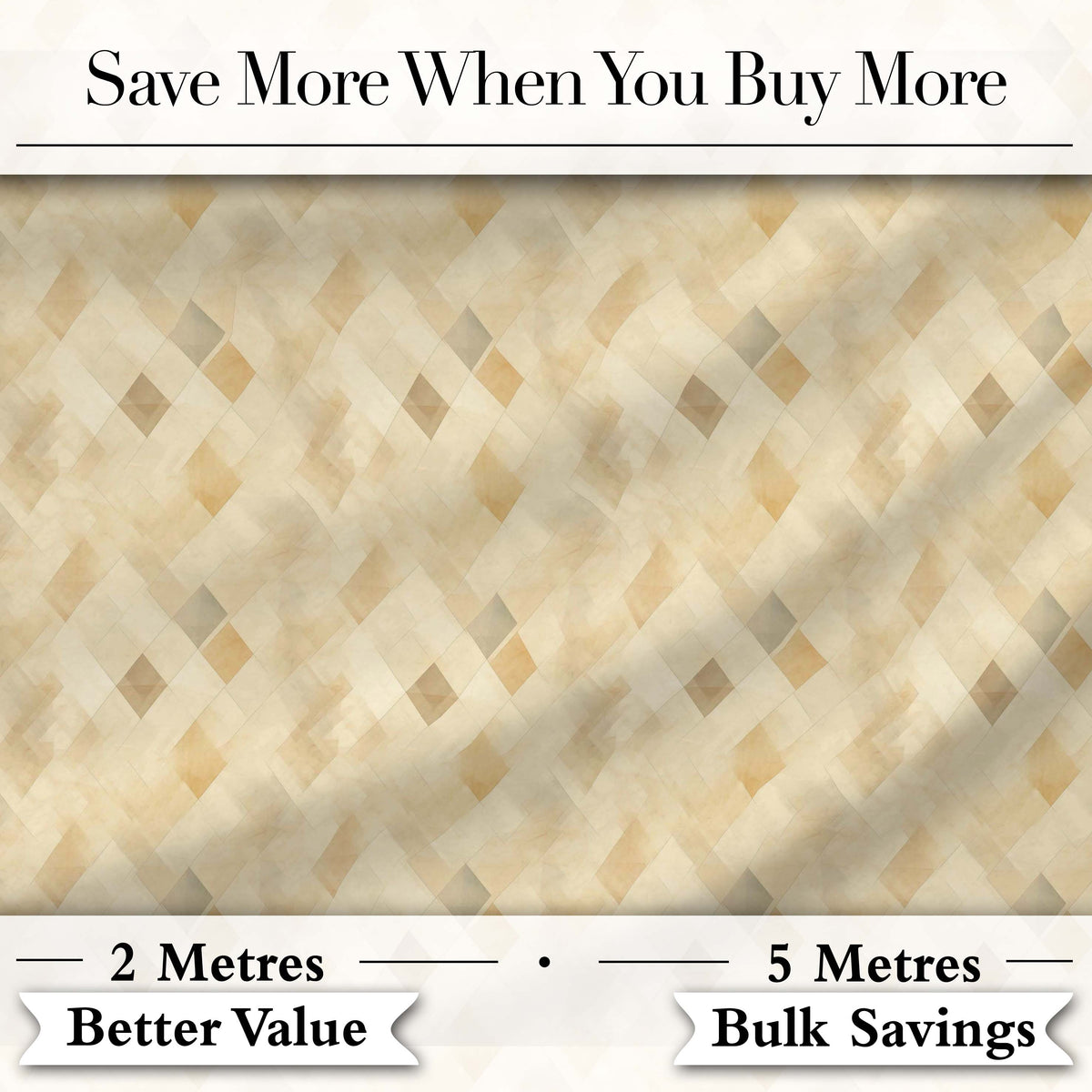 Soft Neutral Geometric Diamond Pattern on Beige Background Seamless Pattern Digital Print Fabric by the Metre UK Sewing Quilting Textile