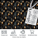 Cute Woodland Owl Birds with Botanical Night Background Seamless Pattern Digital Print Fabric by the Metre UK Sewing Quilting Textile
