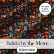 Vibrant Floral Owl Birds Pattern with Autumn Leaves Seamless Pattern Digital Print Fabric by the Metre UK Sewing Quilting Textile