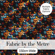 Colorful Cute Owl Birds with Autumn Leaves Dark Background Seamless Pattern Digital Print Fabric by the Metre UK Sewing Quilting Textile