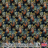 Realistic Owl Birds Sitting on Branches with Leaves Seamless Pattern Digital Print Fabric by the Metre UK Sewing Quilting Textile