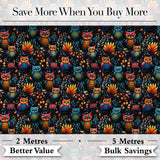 Bright Cute Owl Birds with Colorful Leaves Night Background Seamless Pattern Digital Print Fabric by the Metre UK Sewing Quilting Textile