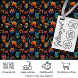 Bright Cute Owl Birds with Colorful Leaves Night Background Seamless Pattern Digital Print Fabric by the Metre UK Sewing Quilting Textile