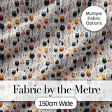 Simple Cute Owl Birds with Autumn Leaves Light Background Seamless Pattern Digital Print Fabric by the Metre UK Sewing Quilting Textile