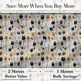 Simple Cute Owl Birds with Autumn Leaves Light Background Seamless Pattern Digital Print Fabric by the Metre UK Sewing Quilting Textile