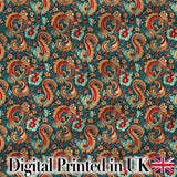 Vintage Paisley Floral Pattern with Teal Background Seamless Digital Print Fabric by the Metre UK Sewing Quilting Textile