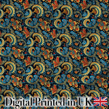 Ornate Paisley Floral Pattern with Navy Background Seamless Digital Print Fabric by the Metre UK Sewing Quilting Textile
