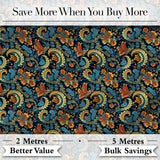Ornate Paisley Floral Pattern with Navy Background Seamless Digital Print Fabric by the Metre UK Sewing Quilting Textile