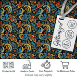 Ornate Paisley Floral Pattern with Navy Background Seamless Digital Print Fabric by the Metre UK Sewing Quilting Textile
