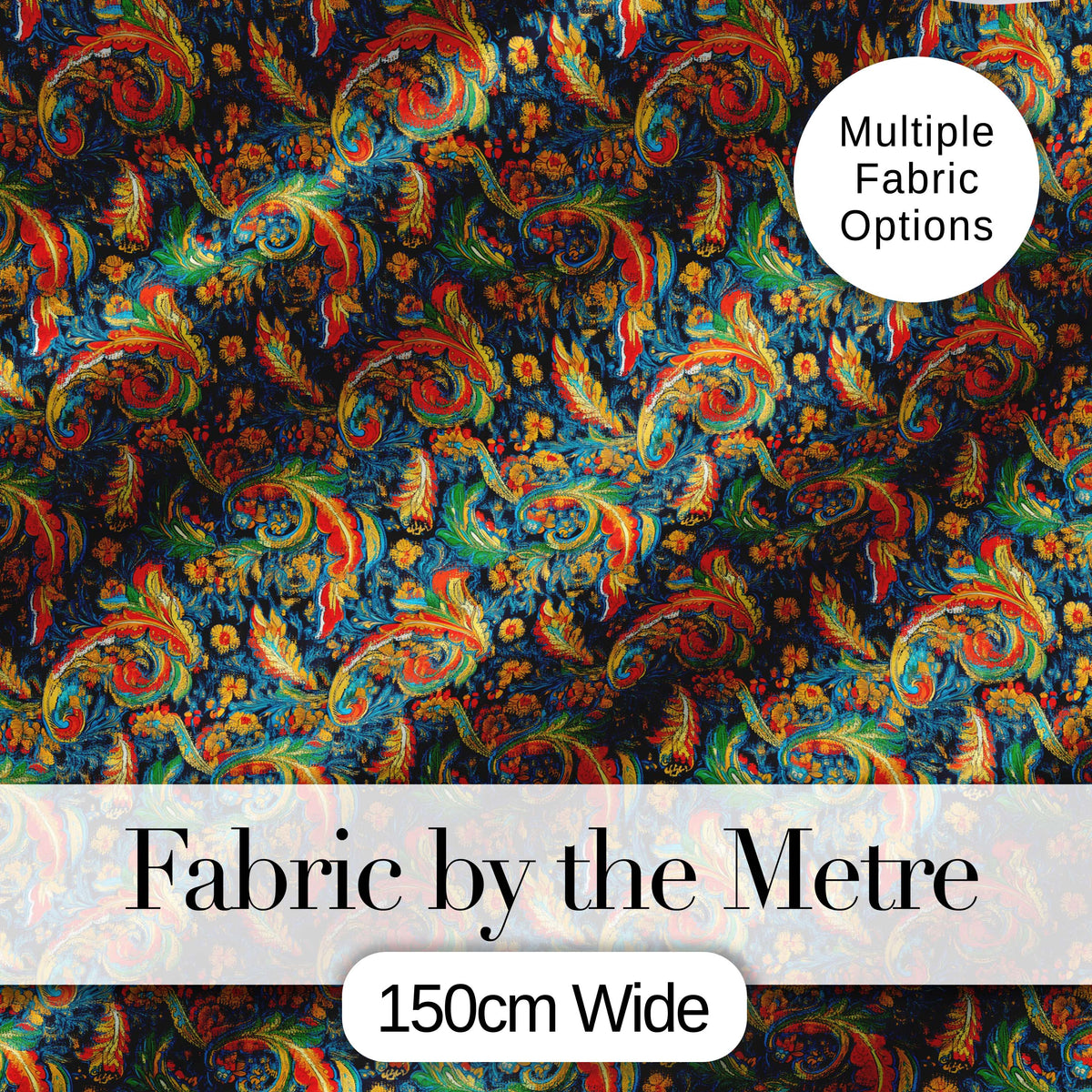 Vibrant Paisley Floral Swirl Pattern Rich Ornamental Textile Design Digital Print Fabric by the Metre UK Sewing Quilting Textile