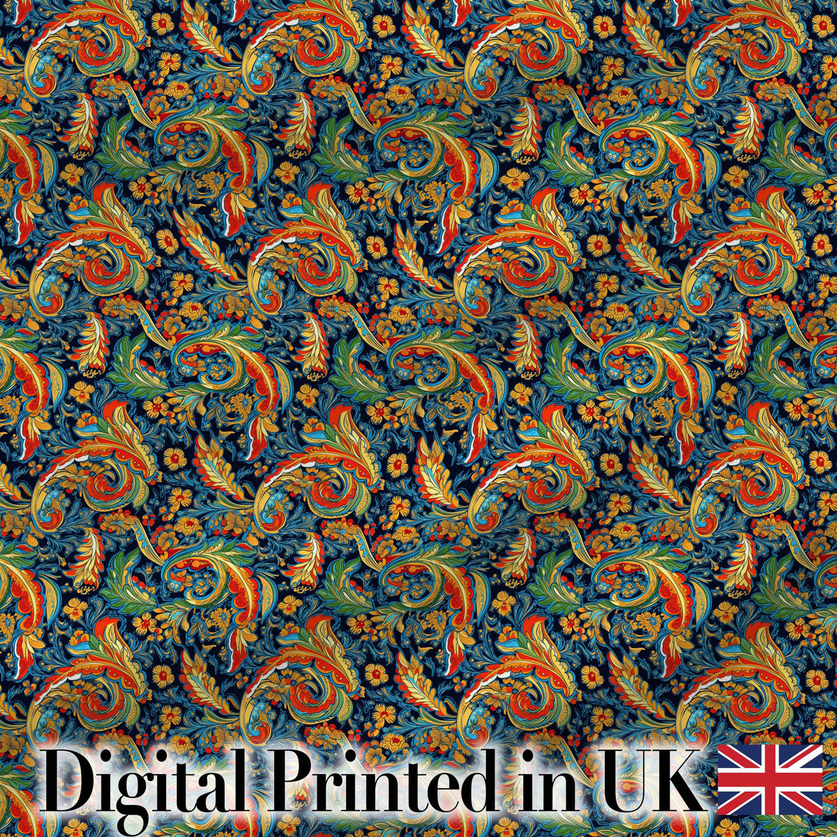 Vibrant Paisley Floral Swirl Pattern Rich Ornamental Textile Design Digital Print Fabric by the Metre UK Sewing Quilting Textile