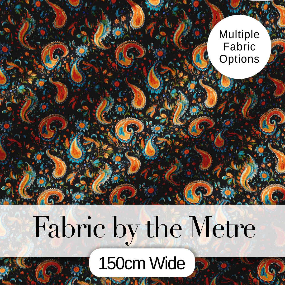 Bright Orange Paisley Floral Seamless Pattern Bold Decorative Textile Design Digital Print Fabric by the Metre UK Sewing Quilting Textile