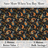Bright Orange Paisley Floral Seamless Pattern Bold Decorative Textile Design Digital Print Fabric by the Metre UK Sewing Quilting Textile
