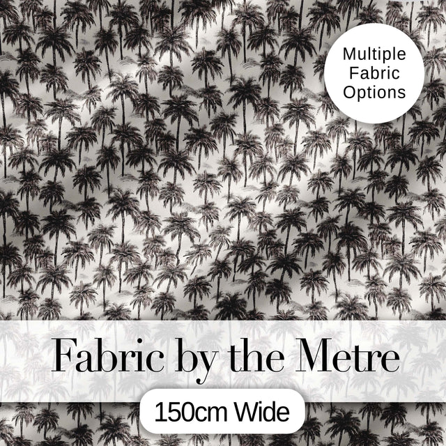 Tropical Palm Tree Monochrome Sketch Pattern Neutral Coastal Textile Design Digital Print Fabric by the Metre UK Sewing Quilting Textile