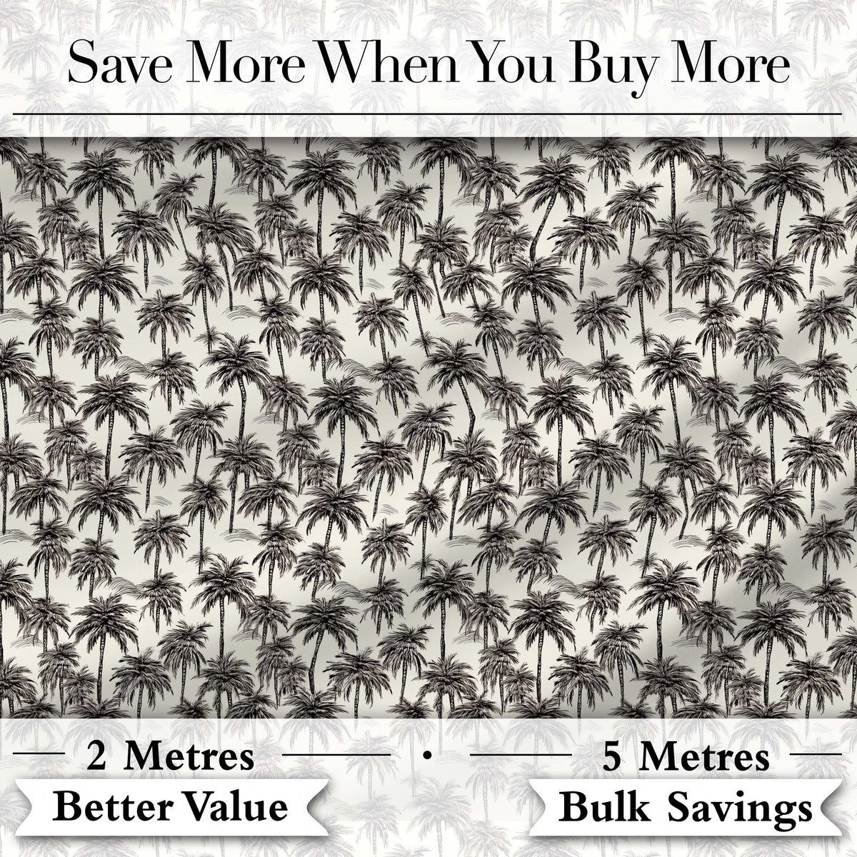 Tropical Palm Tree Monochrome Sketch Pattern Neutral Coastal Textile Design Digital Print Fabric by the Metre UK Sewing Quilting Textile
