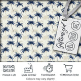 Blue Palm Tree Tropical Seamless Pattern Soft Coastal Style Textile Design Digital Print Fabric by the Metre UK Sewing Quilting Textile