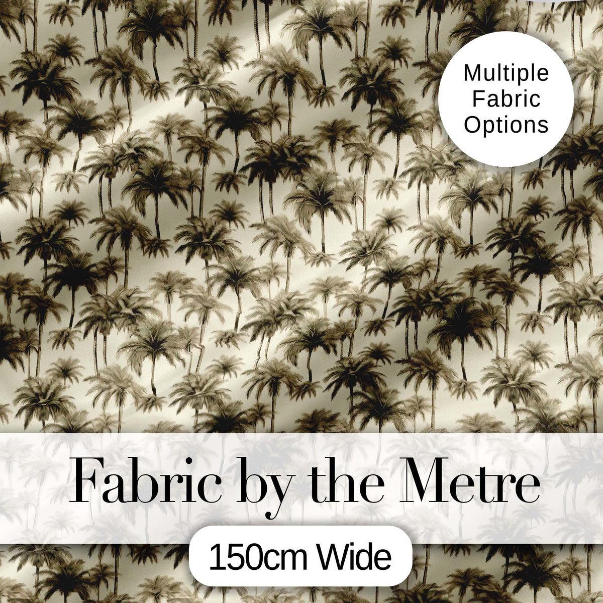 Vintage Sepia Palm Tree Tropical Seamless Pattern Coastal Neutral Textile Digital Print Fabric by the Metre UK Sewing Quilting Textile