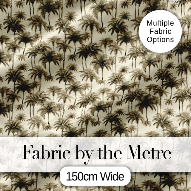 Vintage Sepia Palm Tree Tropical Seamless Pattern Coastal Neutral Textile Digital Print Fabric by the Metre UK Sewing Quilting Textile