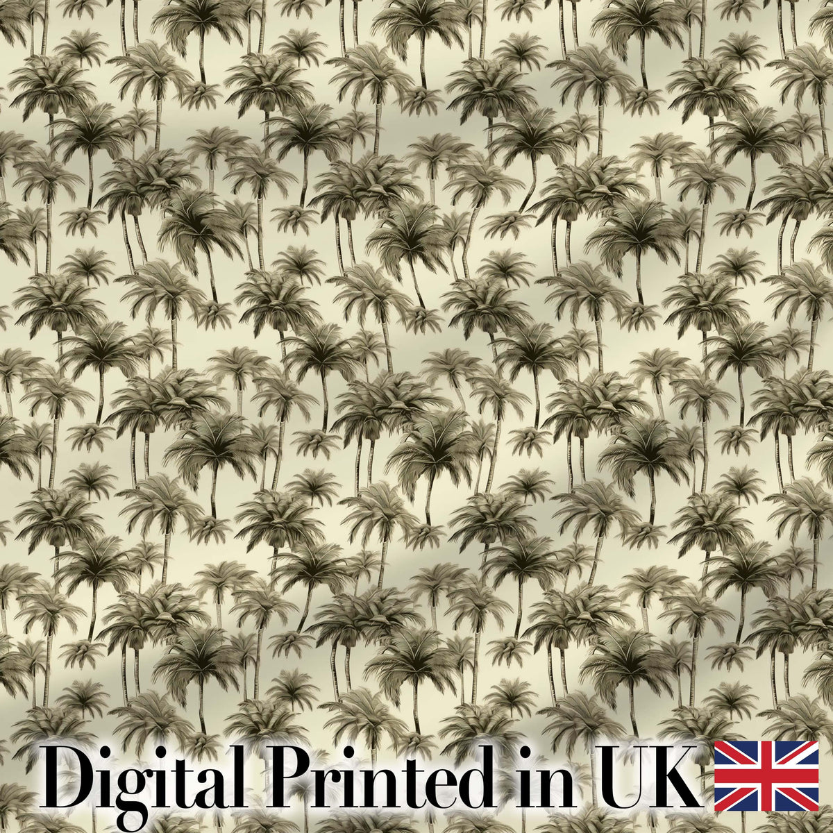 Vintage Sepia Palm Tree Tropical Seamless Pattern Coastal Neutral Textile Digital Print Fabric by the Metre UK Sewing Quilting Textile