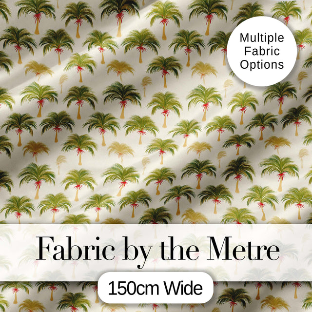 Minimal Green Palm Tree Repeating Pattern Soft Tropical Neutral Textile Design Digital Print Fabric by the Metre UK Sewing Quilting Textile