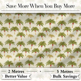 Minimal Green Palm Tree Repeating Pattern Soft Tropical Neutral Textile Design Digital Print Fabric by the Metre UK Sewing Quilting Textile