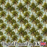 Realistic Tropical Palm Tree Sky Background Seamless Pattern Coastal Fabric Digital Print Fabric by the Metre UK Sewing Quilting Textile