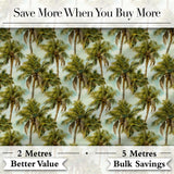 Realistic Tropical Palm Tree Sky Background Seamless Pattern Coastal Fabric Digital Print Fabric by the Metre UK Sewing Quilting Textile