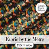 Bright Macaw Parrot Tropical Floral Seamless Pattern Exotic Jungle Textile Digital Print Fabric by the Metre UK Sewing Quilting Textile