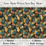 Bright Macaw Parrot Tropical Floral Seamless Pattern Exotic Jungle Textile Digital Print Fabric by the Metre UK Sewing Quilting Textile