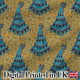 Vintage Art Nouveau Peacock Floral Seamless Pattern Ornamental Textile Fabric Digital Print Fabric by the Metre UK Sewing Quilting Textile