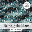 Adorable Penguin Birds Floral Meadow Seamless Pattern Soft Blue Textile Fabric Digital Print Fabric by the Metre UK Sewing Quilting Textile