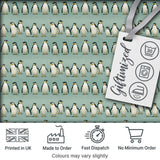 Cute Penguin Family Rows Minimal Seamless Pattern Soft Blue Background Fabric Digital Print Fabric by the Metre UK Sewing Quilting Textile
