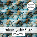 Penguin Birds by Water Grassland Seamless Pattern Artistic Nature Fabric Digital Print Fabric by the Metre UK Sewing Quilting Textile