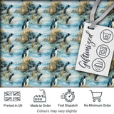 Penguin Birds by Water Grassland Seamless Pattern Artistic Nature Fabric Digital Print Fabric by the Metre UK Sewing Quilting Textile