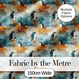 Abstract Penguin Birds Artistic Brush Style Seamless Pattern Modern Fabric Digital Print Fabric by the Metre UK Sewing Quilting Textile