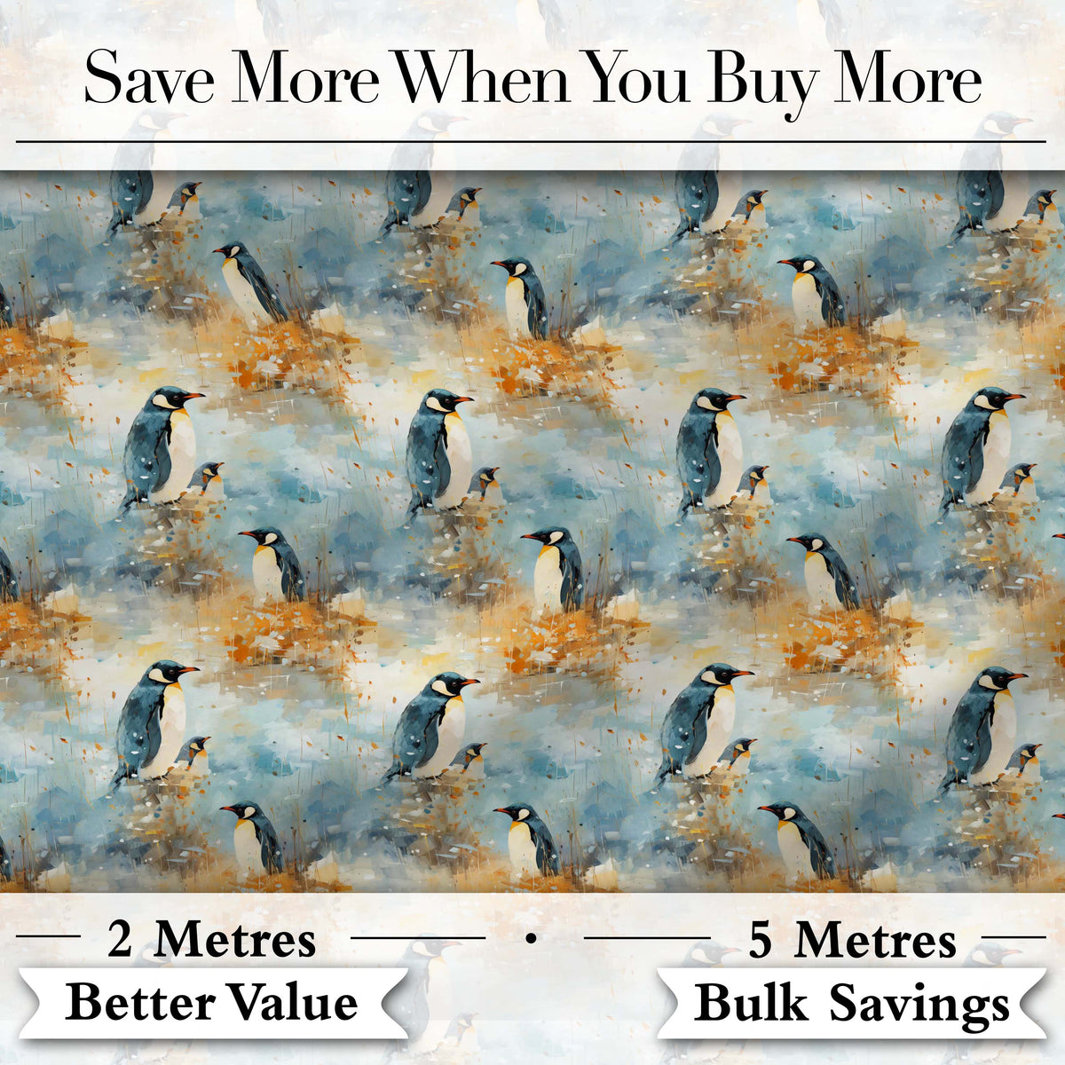 Abstract Penguin Birds Artistic Brush Style Seamless Pattern Modern Fabric Digital Print Fabric by the Metre UK Sewing Quilting Textile
