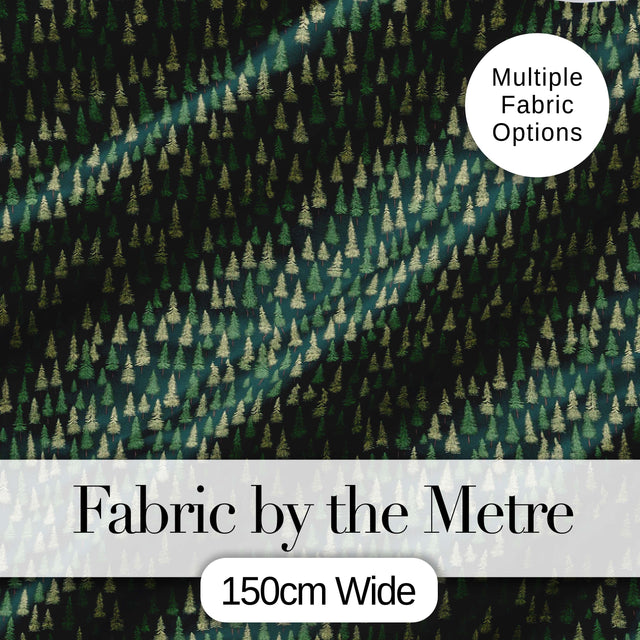 Small Pine Tree Forest Scatter Seamless Pattern Dark Green Woodland Fabric Digital Print Fabric by the Metre UK Sewing Quilting Textile