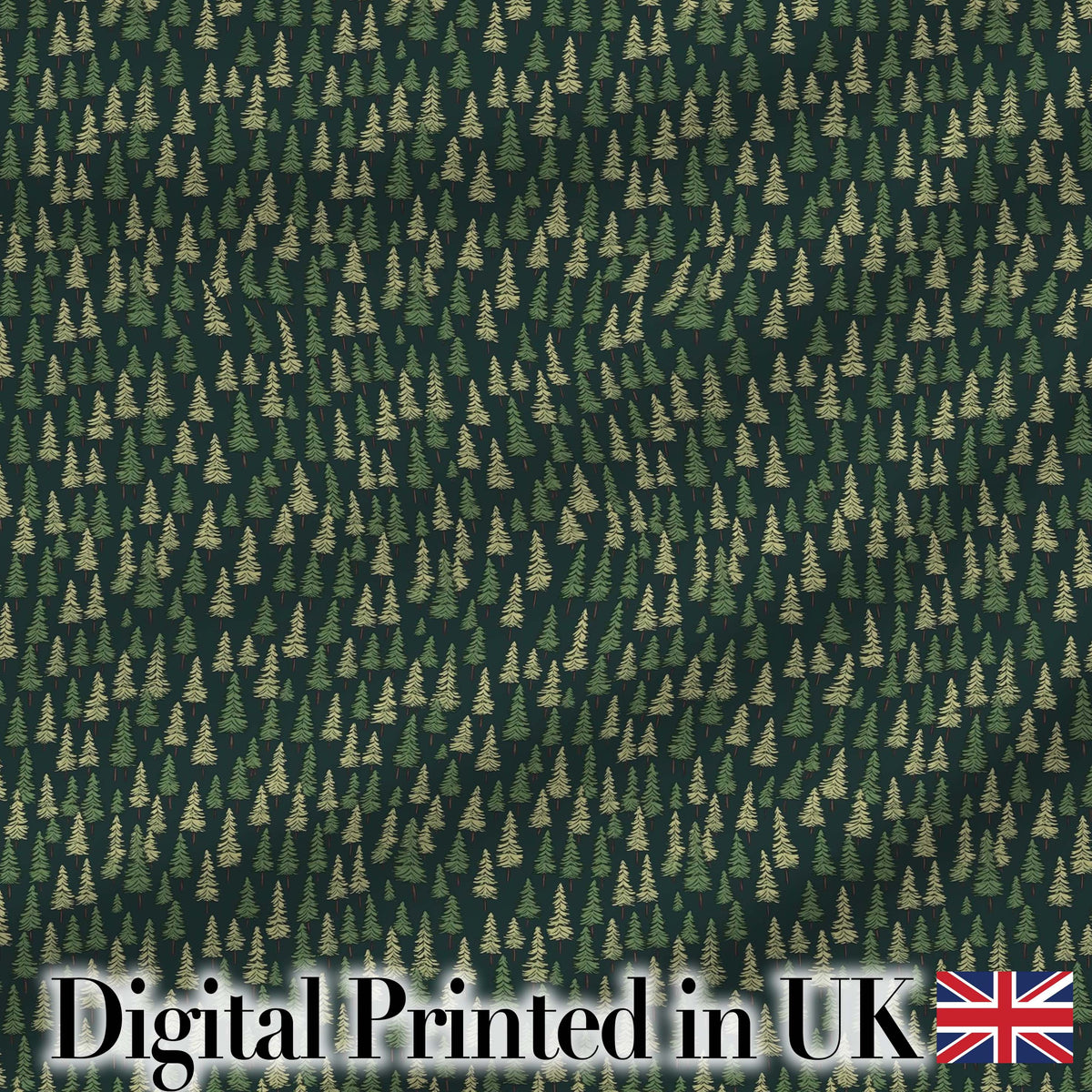 Small Pine Tree Forest Scatter Seamless Pattern Dark Green Woodland Fabric Digital Print Fabric by the Metre UK Sewing Quilting Textile