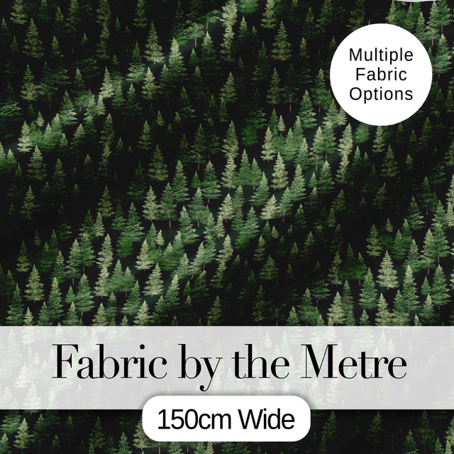 Realistic Evergreen Forest Trees Seamless Pattern Deep Nature Woodland Fabric Digital Print Fabric by the Metre UK Sewing Quilting Textile