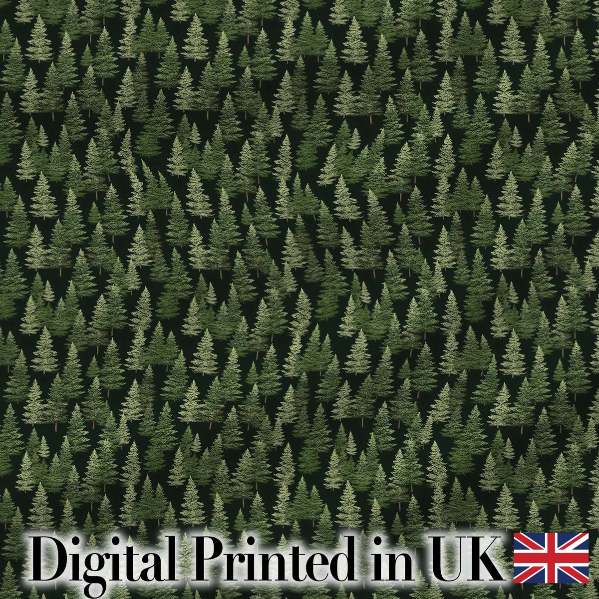 Realistic Evergreen Forest Trees Seamless Pattern Deep Nature Woodland Fabric Digital Print Fabric by the Metre UK Sewing Quilting Textile