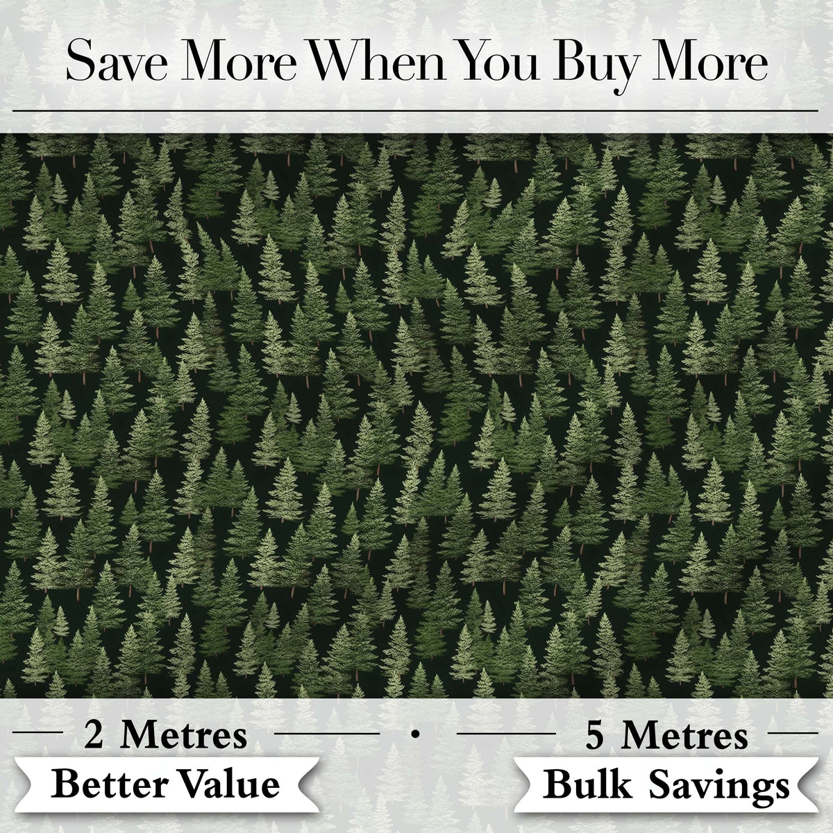 Realistic Evergreen Forest Trees Seamless Pattern Deep Nature Woodland Fabric Digital Print Fabric by the Metre UK Sewing Quilting Textile