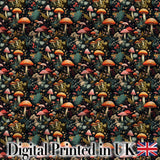 Whimsical Mushroom Garden Seamless Pattern Botanical Woodland Fabric Digital Print Fabric by the Metre UK Sewing Quilting Textile