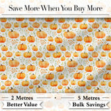 Watercolor Pumpkins Autumn Harvest Seamless Pattern Fall Season Fabric Digital Print Fabric by the Metre UK Sewing Quilting Textile