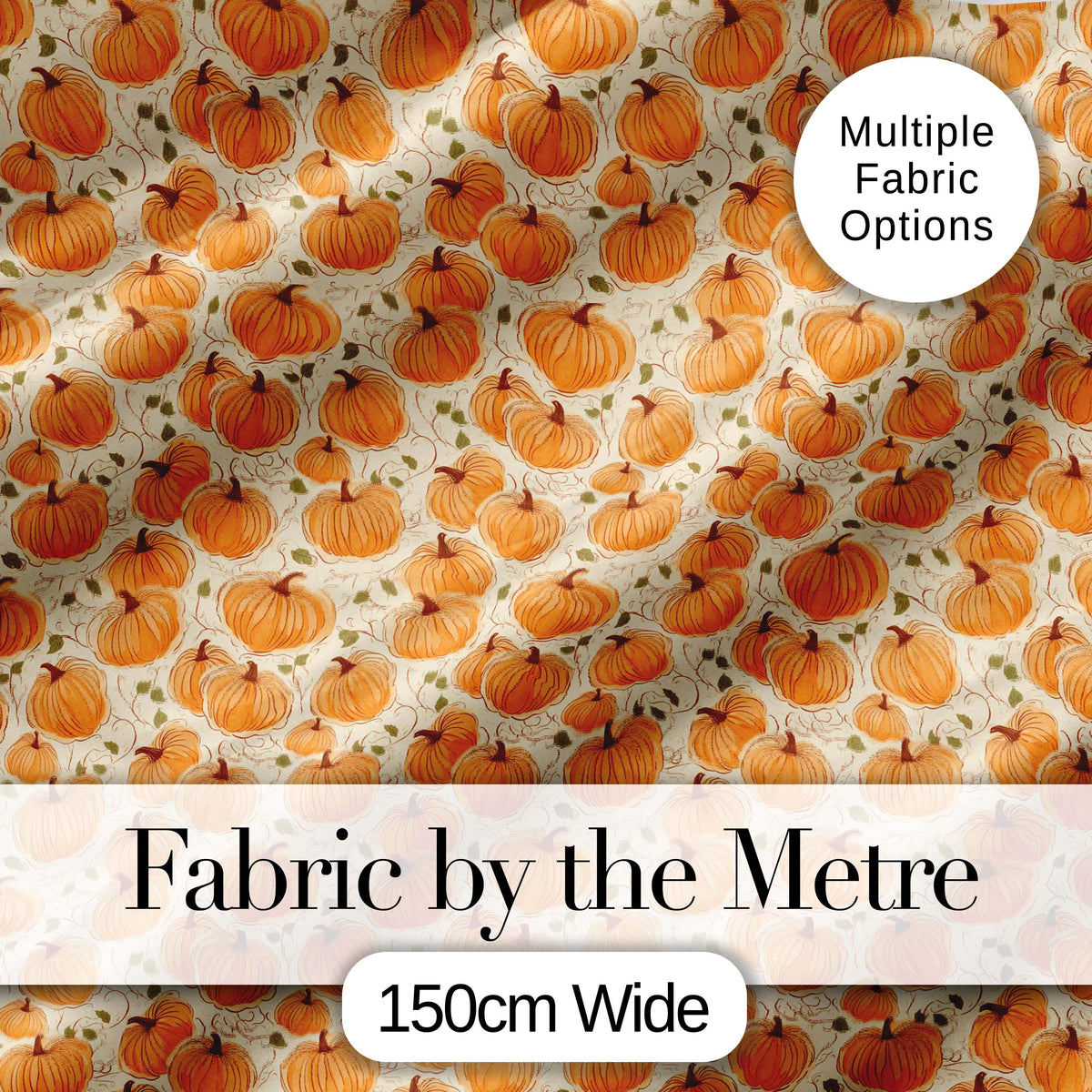 Vintage Pumpkin Vine Seamless Pattern Autumn Botanical Fabric Digital Print Fabric by the Metre UK Sewing Quilting Textile